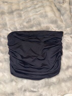 M Zara Black Ruched Cropped Tube Top